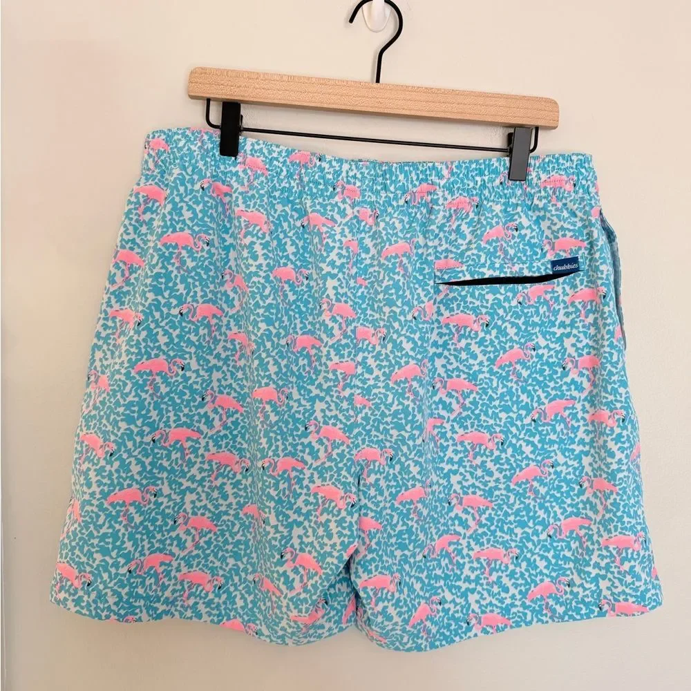 Chubbies The Domingos Are For Flamingos Lined Swim Trunks - Size 2XL